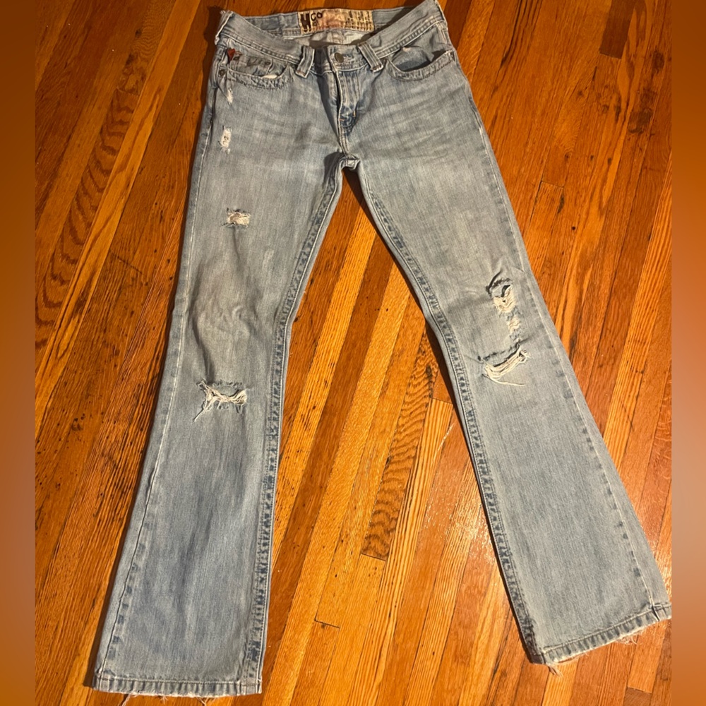Hollister Low Rise Flare Distressed Jeans